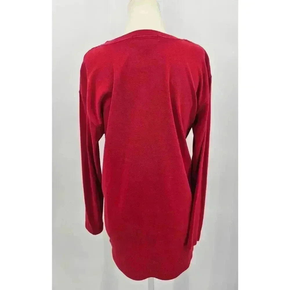 Chrysantheme Women's S Red Christmas Ornament Holiday Long Sleeve Shirt - Picture 4 of 8